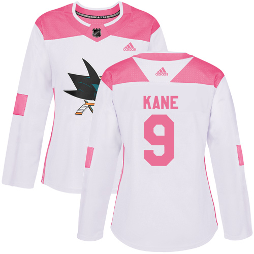 Adidas Sharks #9 Evander Kane White/Pink Authentic Fashion Women's Stitched NHL Jersey